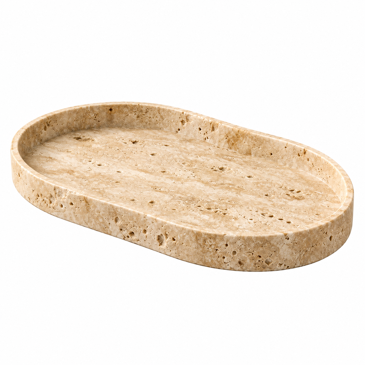 Travertine-Look Oval Tray — product view
