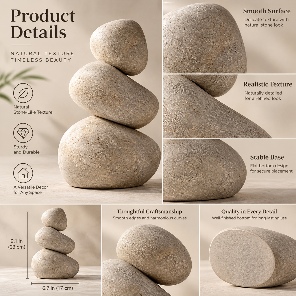 Stacked Pebble Sculpture — interior setting