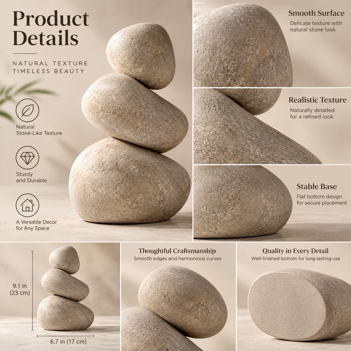 Stacked Pebble Sculpture — interior setting