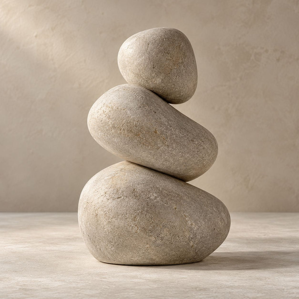 Stacked Pebble Sculpture — styling references