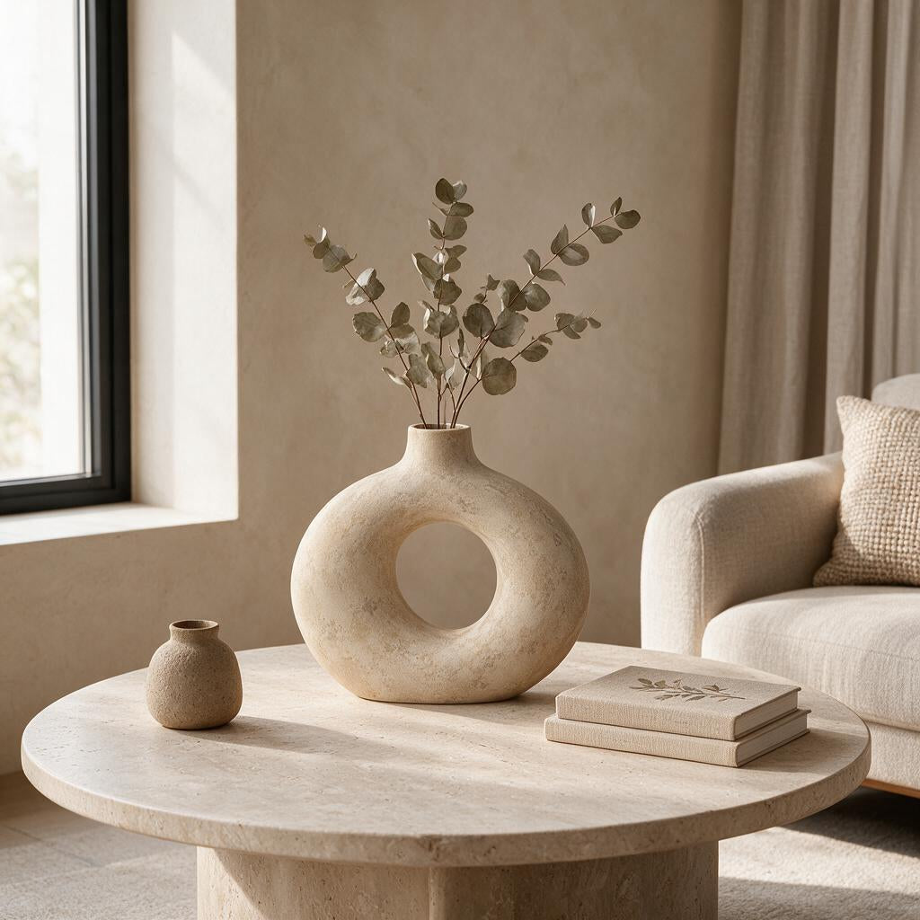 Limestone-Tone Halo Vase — interior setting