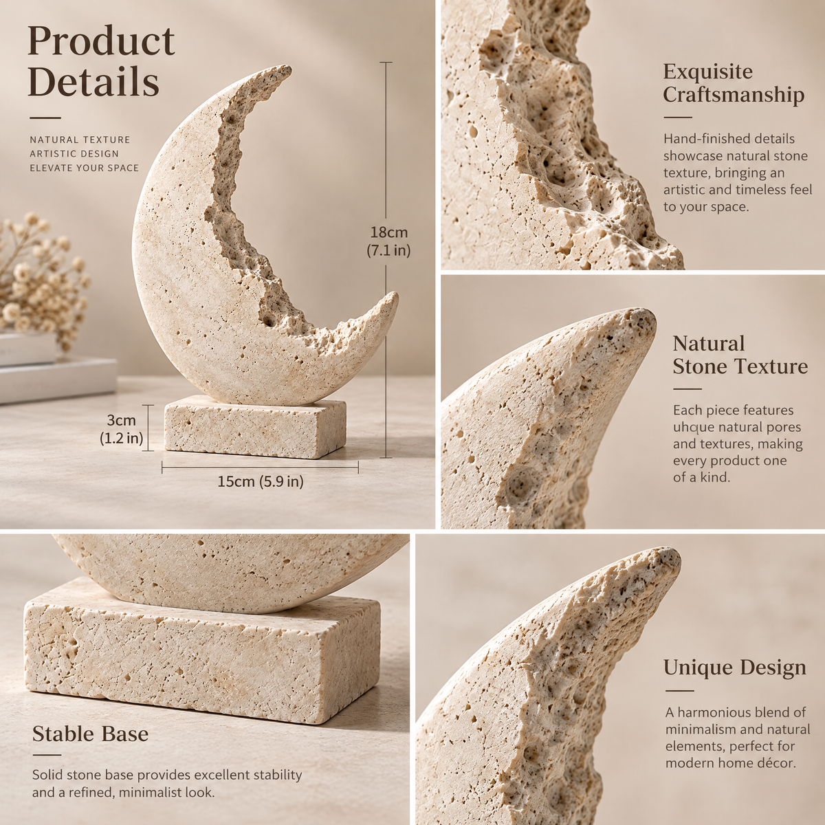 Eroded Crescent Sculpture — visual details