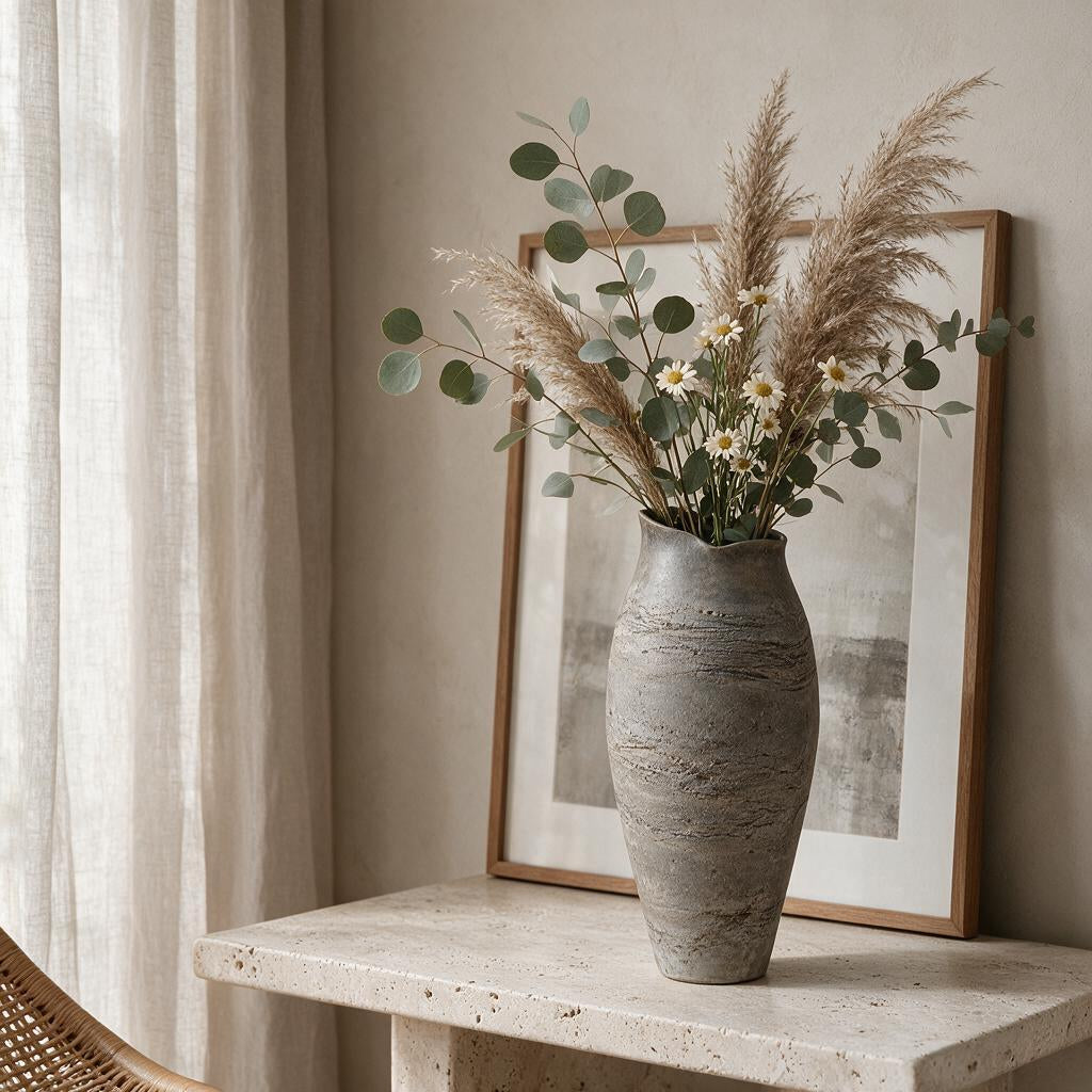 Ash Gray Ripple-Rim Vase — interior setting