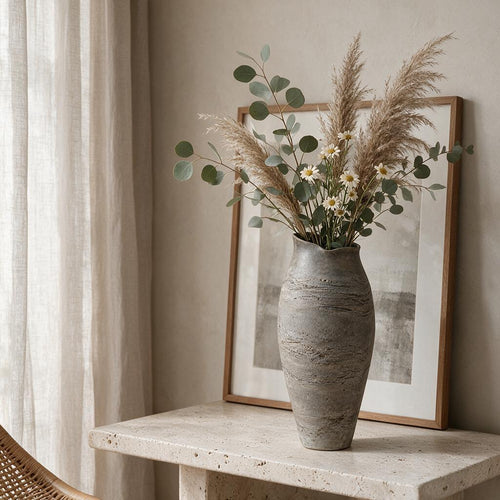 Ash Gray Ripple-Rim Vase — interior setting
