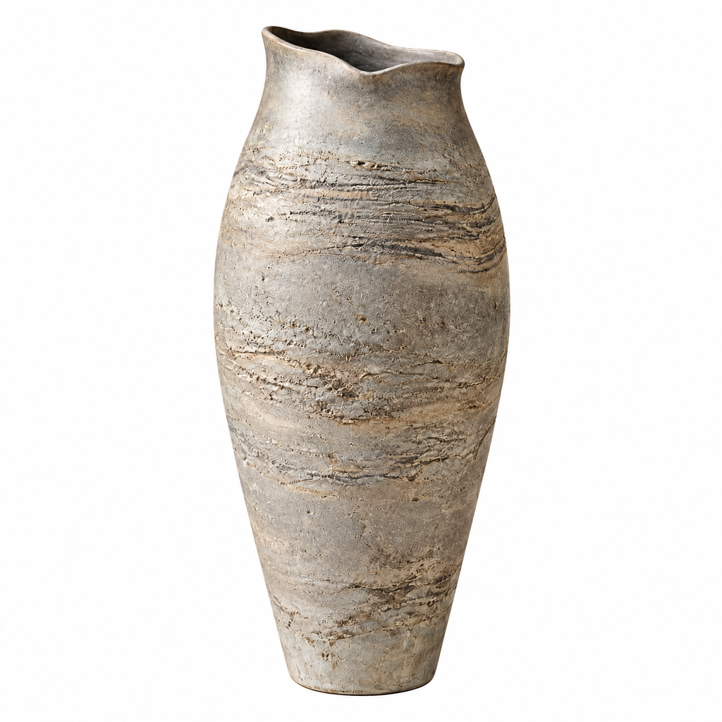 Ash Gray Ripple-Rim Vase — product view