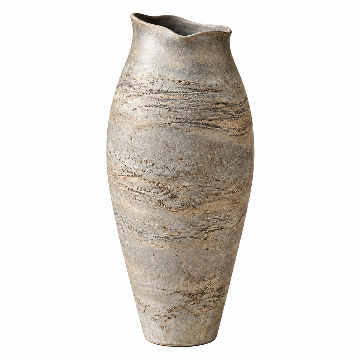 Ash Gray Ripple-Rim Vase — product view