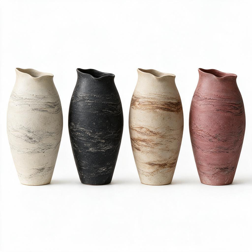 Ash Gray Ripple-Rim Vase — styling references