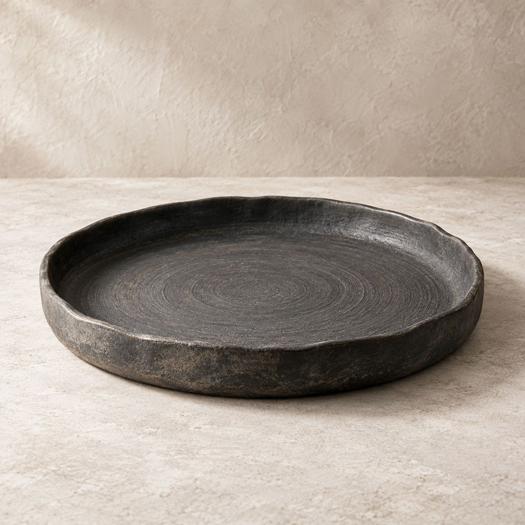 Charcoal Textured Round Tray — form