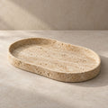 Travertine-Look Oval Tray — form